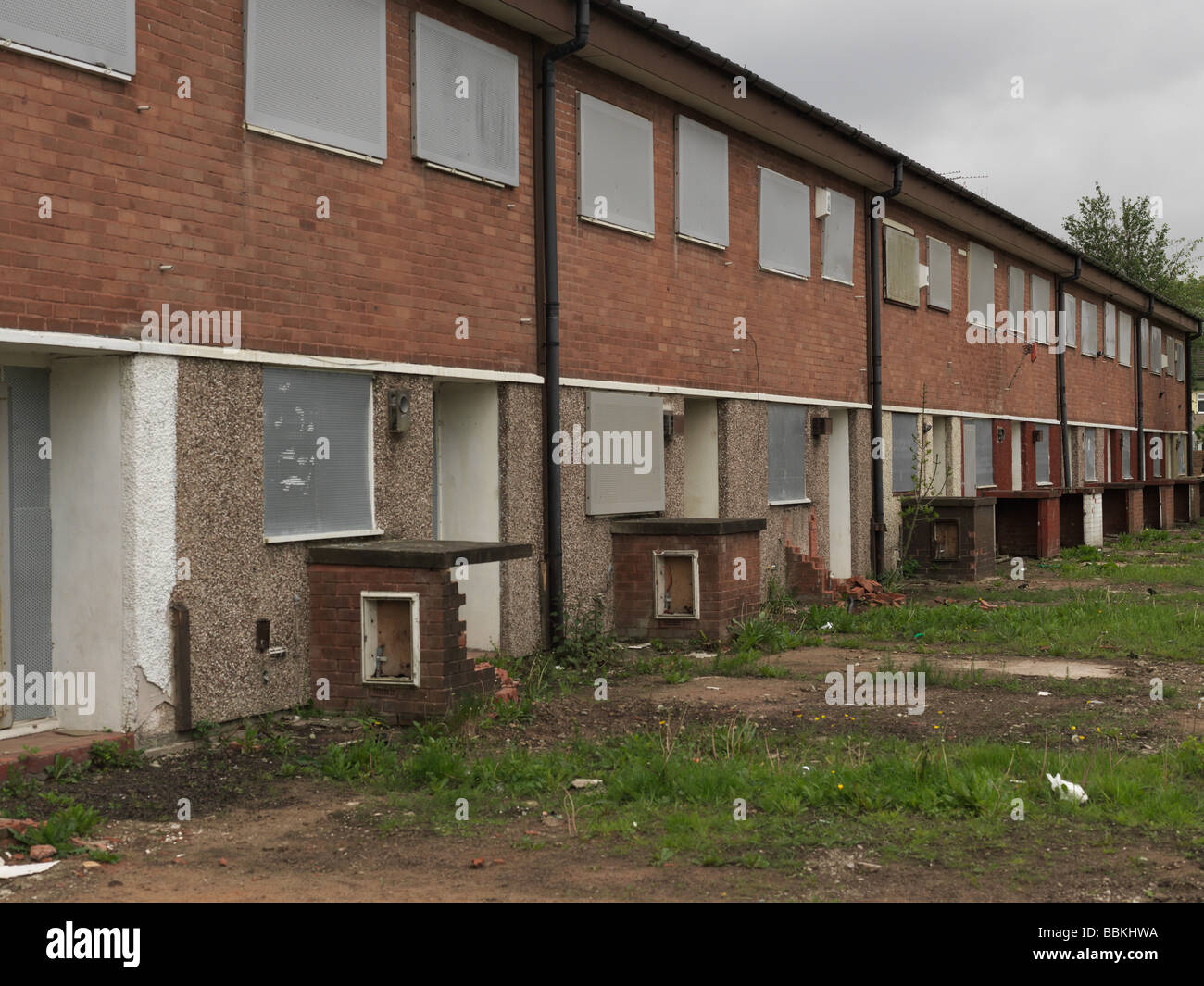 Pila de casas abandonadas todos subieron en un desolado barrio de