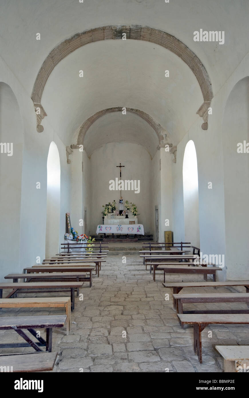 Misión San Luis Gonzaga el interior de la iglesia del Desierto Central de Baja California Sur, México Foto de stock