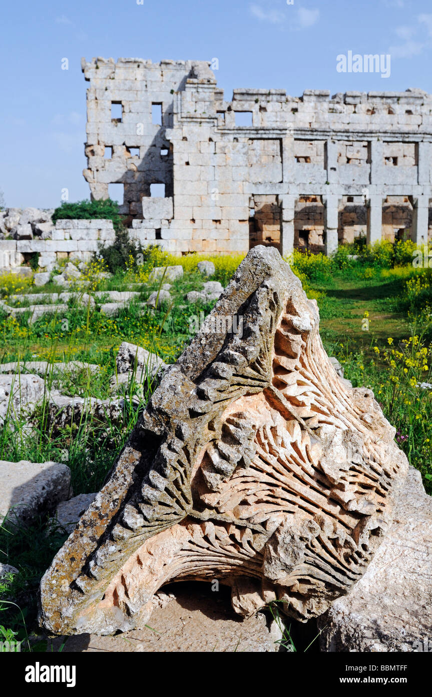 Simeón monasterio, Quala'at Samaan, ciudades muertas, Siria, Asia Foto de stock