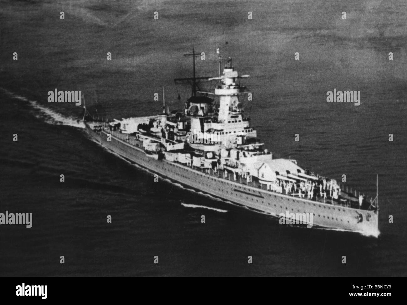 Eventos, Segunda Guerra Mundial / Segunda Guerra Mundial, guerra naval, acorazado de bolsillo alemán 'Admiral Graf Spee' en el Canal de la Mancha, a finales de agosto de 1939, fotografía aérea, Foto de stock