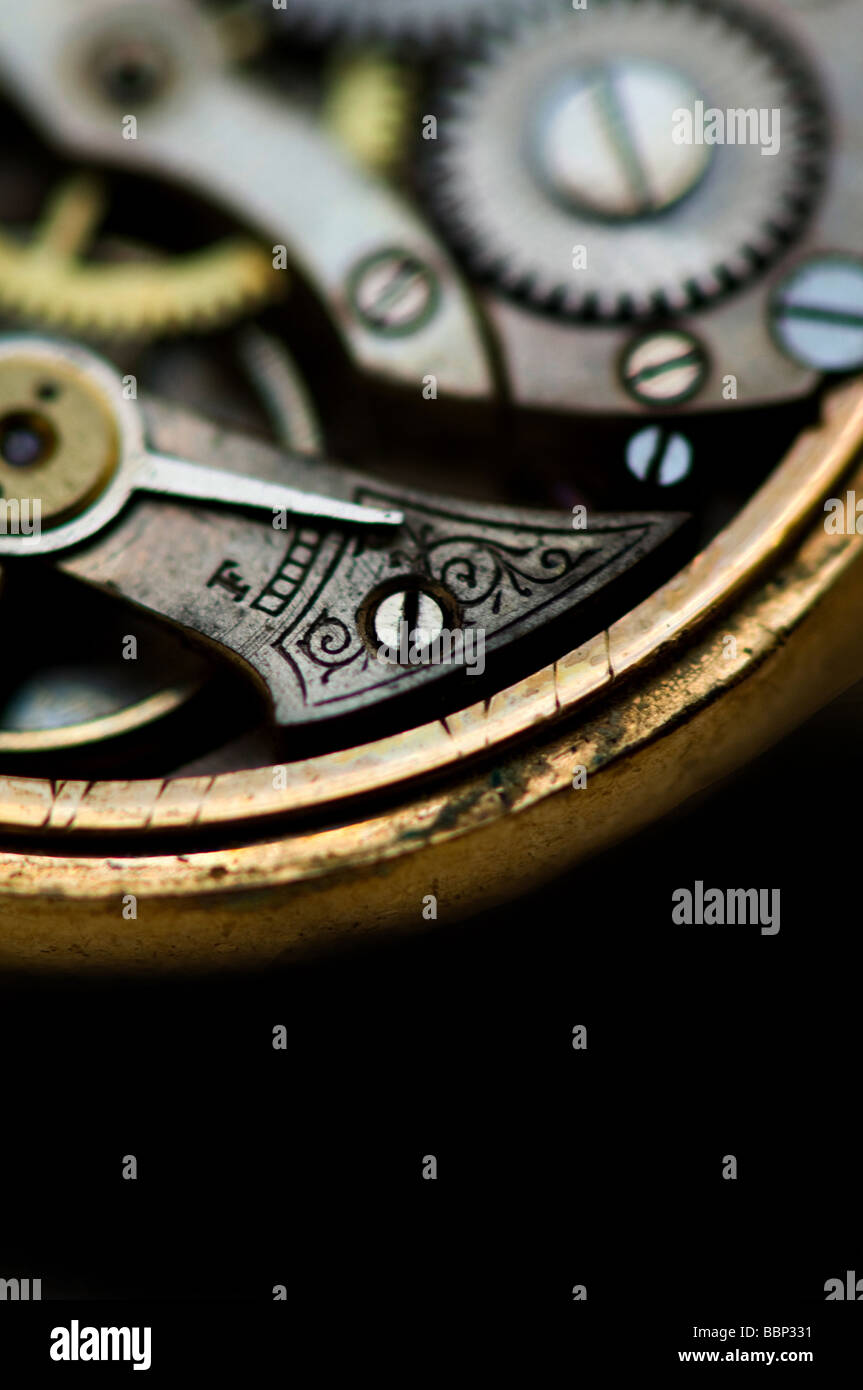 Imagen del funcionamiento interno de un antiguo reloj de bolsillo Foto de stock
