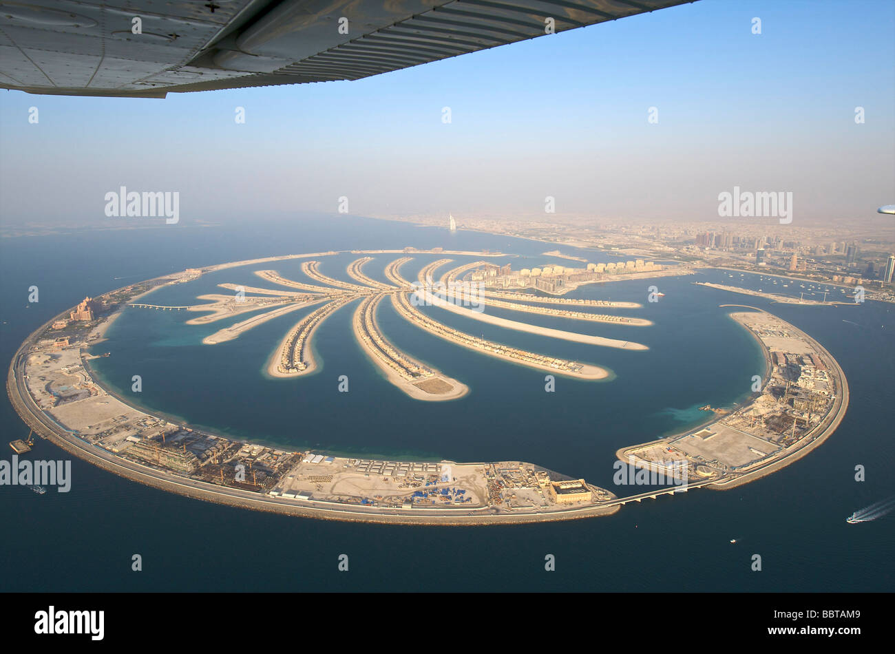 Dubai Palm Jumeirah islas artificiales en el mar Fotografía de stock