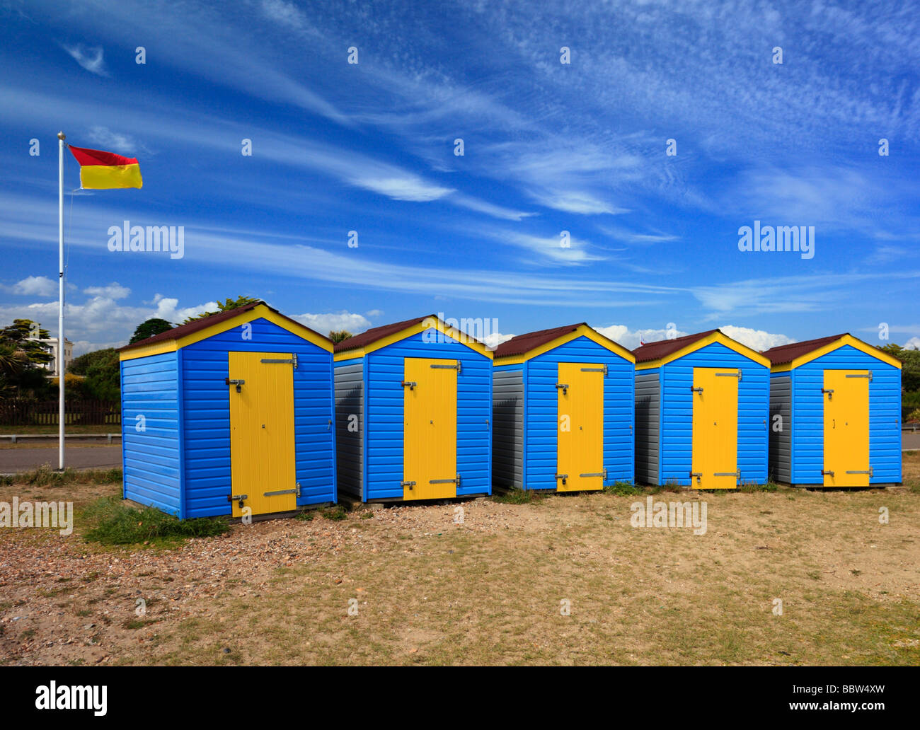 Cabañas de playa en Littlehampton West Sussex England Reino Unido Foto de stock