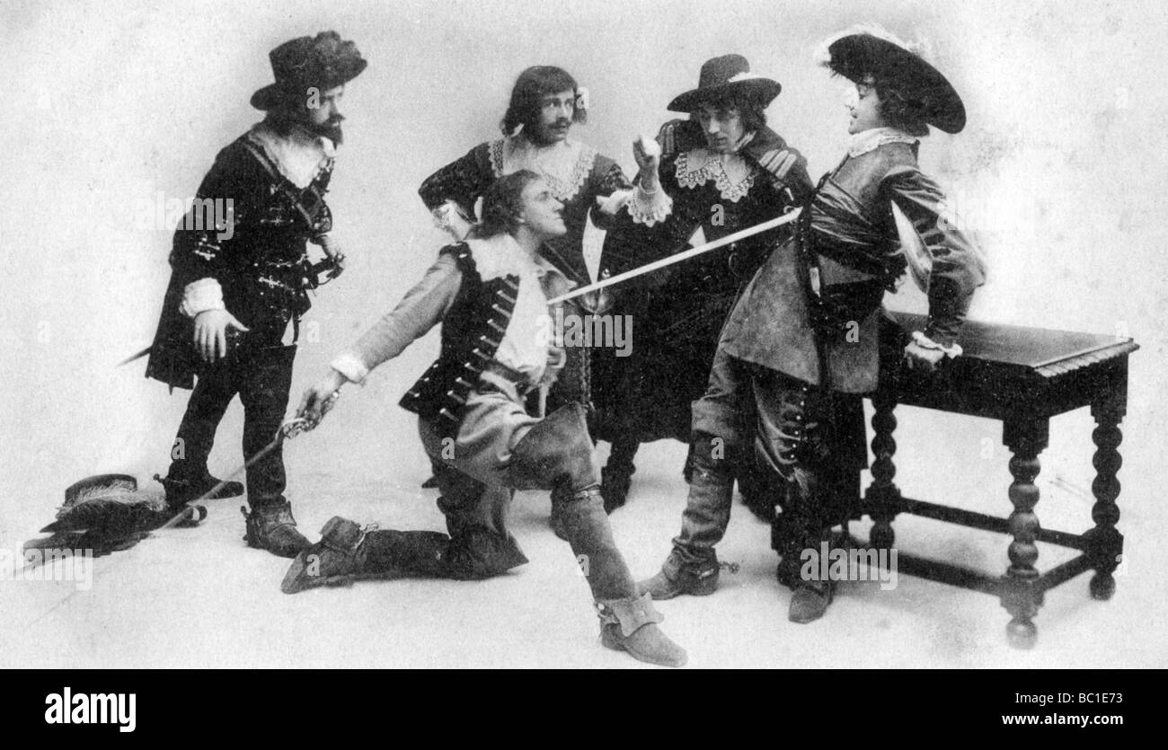 El duelo, la escena del acto I de la raza de los Treshams por John Rutherford, siglo XX. Artista: Desconocido Foto de stock