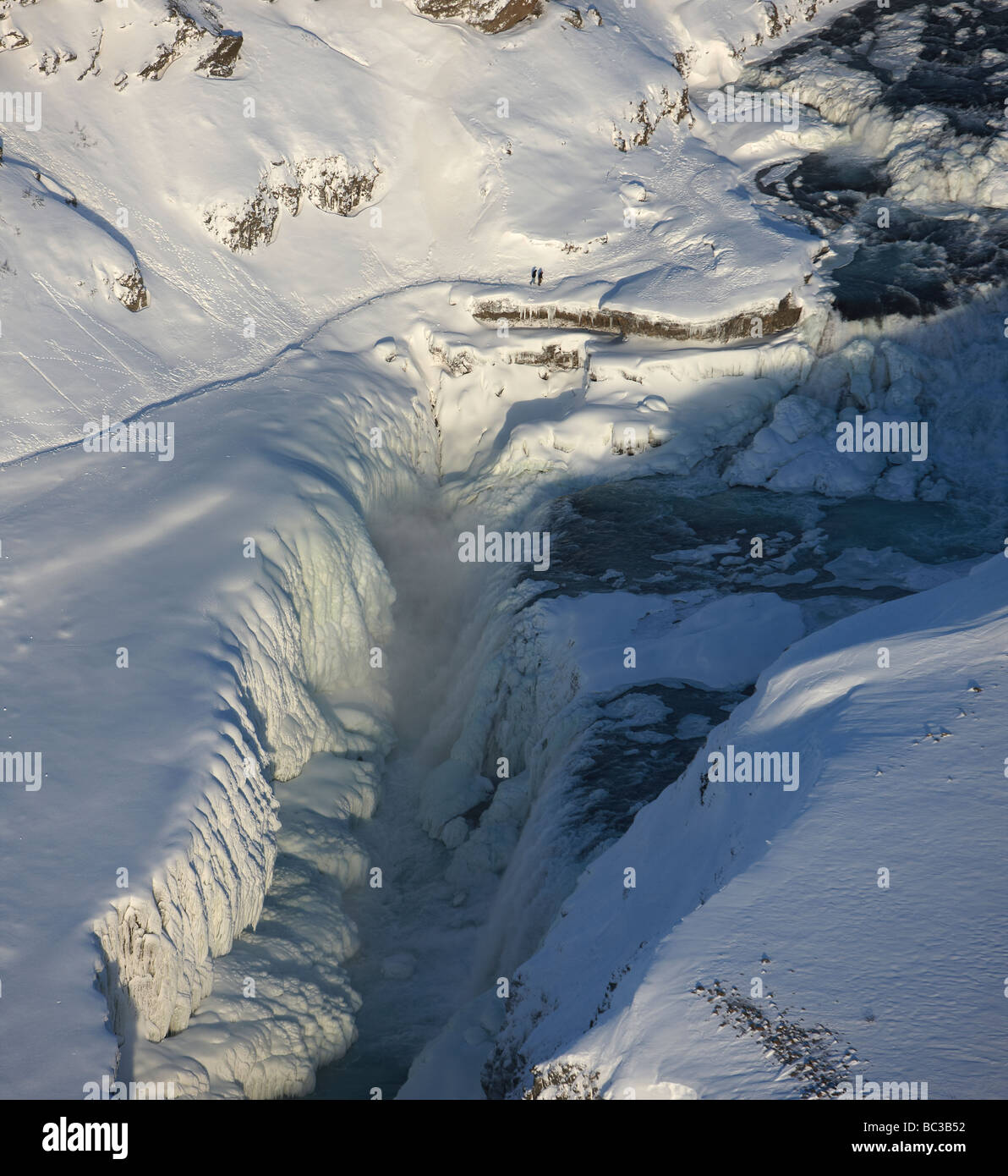Cascada de Gullfoss congelados, Islandia Foto de stock