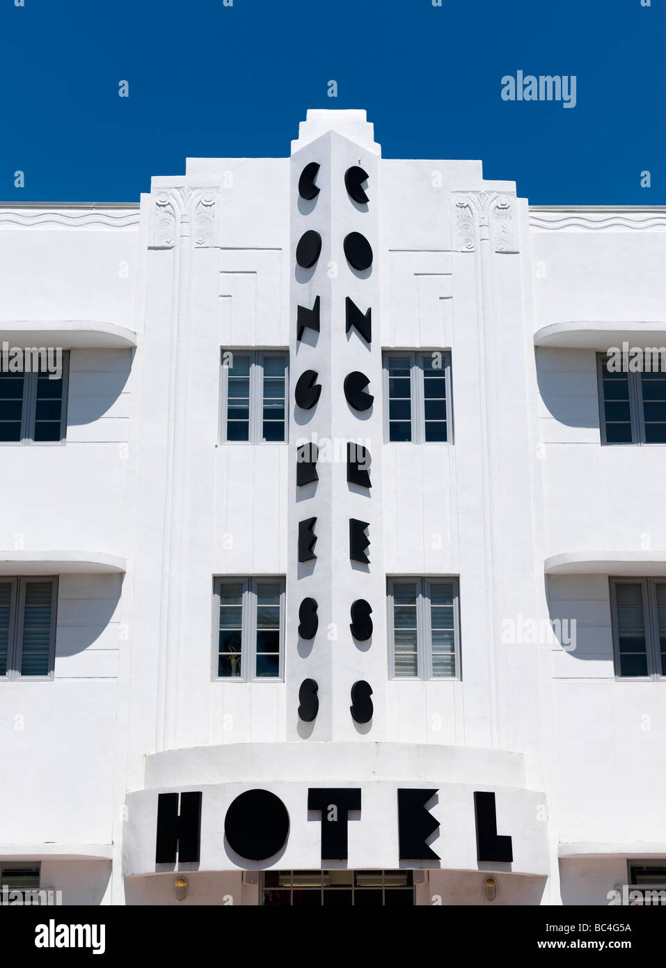 Arquitectura Art Deco,hotel,South Beach Miami,Congress Hotel Foto de stock