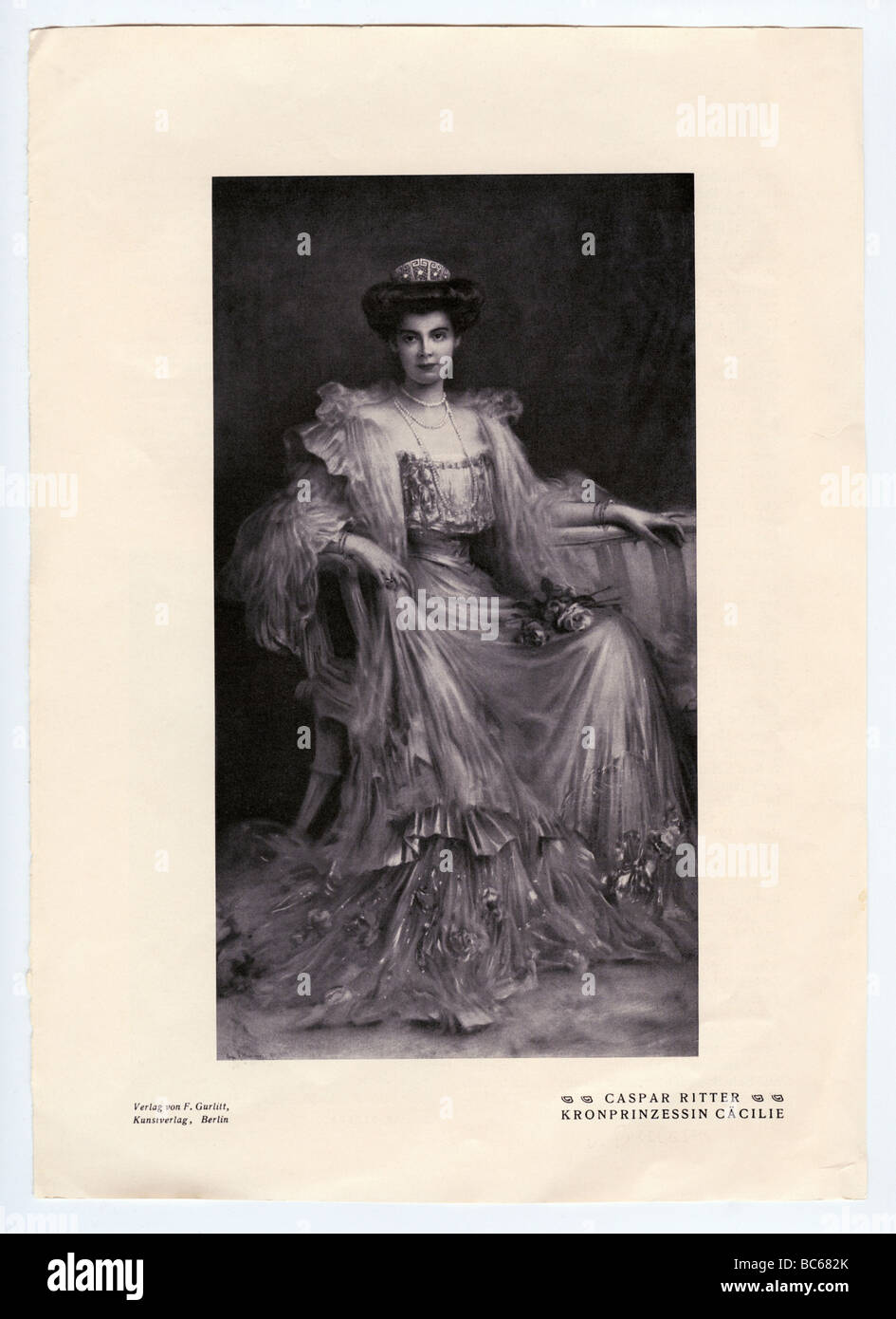 Cecilie, 20.9.1886 - 6.5.1954, la princesa de la corona alemana 6.6.1905 - 9.11.1918, longitud completa, impresión después de pintar por Caspar Ritter, circa 1905, , Foto de stock