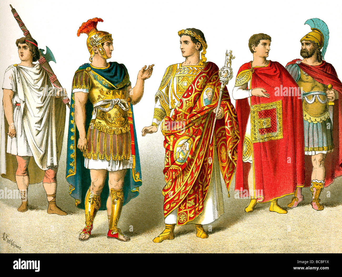 La ilustración muestra un lictor romano, general, general celebrando un triunfo, magistrado, funcionario. Foto de stock