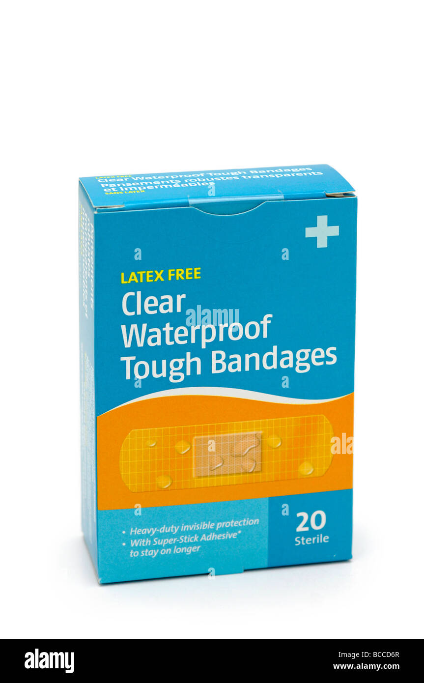 Caja de vendajes impermeables / bandaids Foto de stock