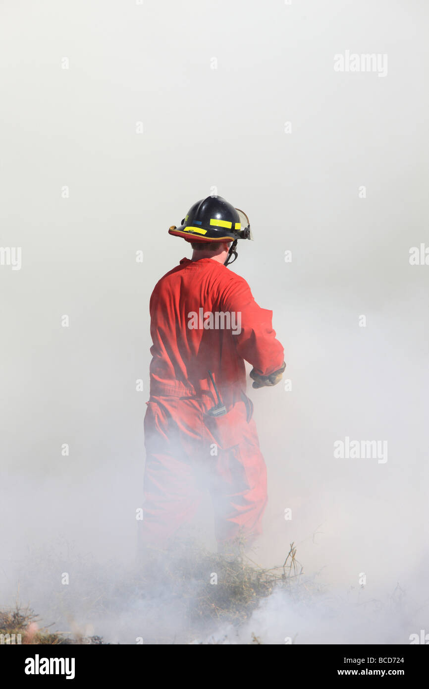 Bombero bombero de emergencia blaze Foto de stock