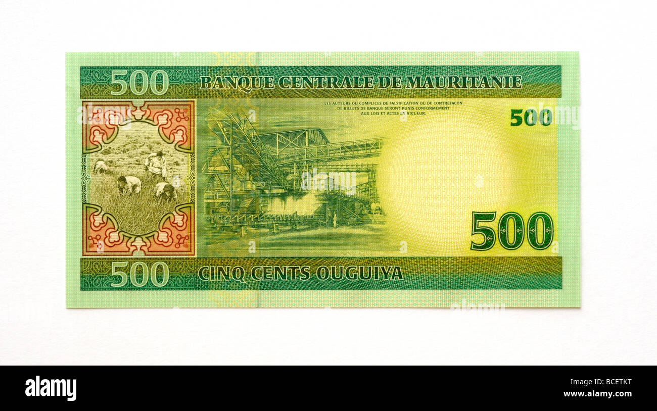 Mauritania 500 Quinientos billetes Ouguiya. Foto de stock