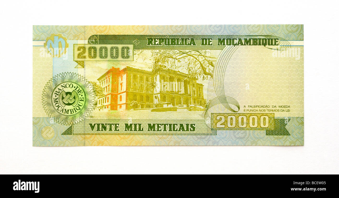 Mozambique 20.000 billetes de veinte mil Metical. Foto de stock