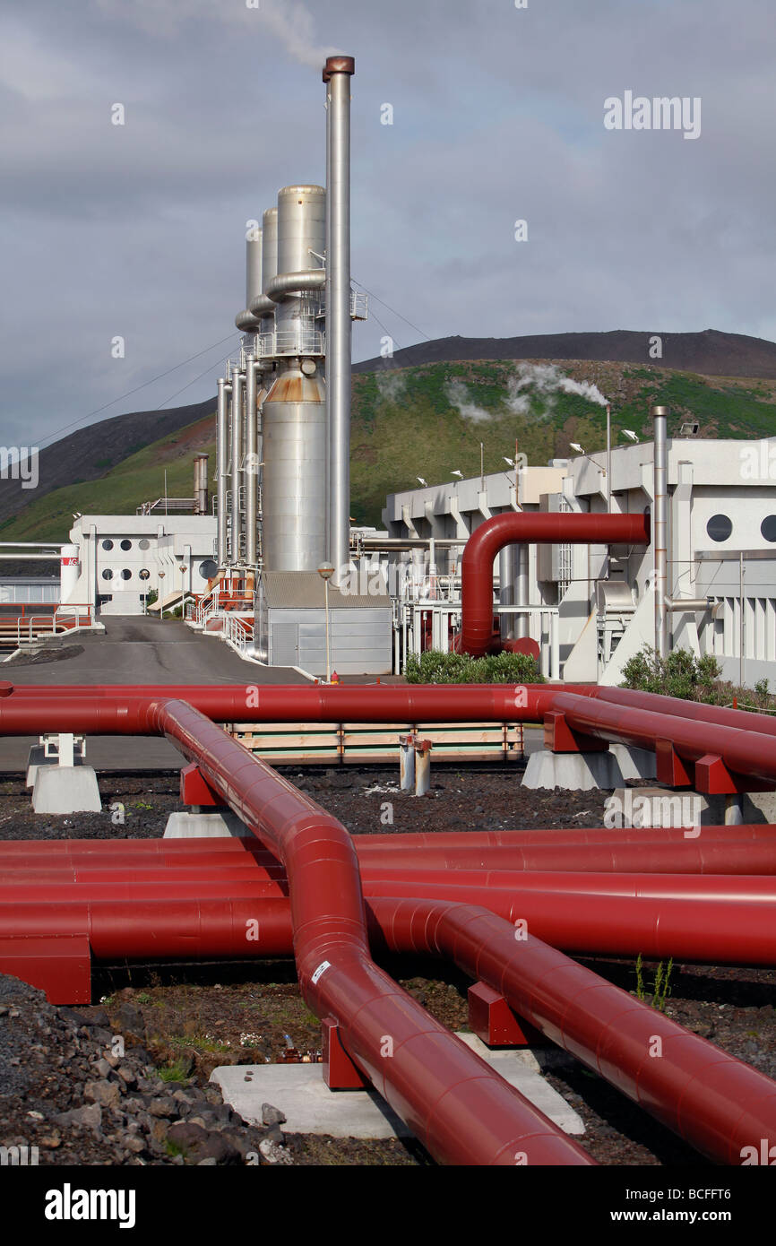 Svartsengi Power Plant, península de Reykjanes cerca de Keflavik, Islandia Foto de stock