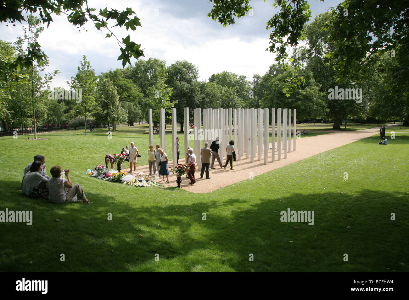 Monumento a las víctimas del atentado terrorista en Londres el 7 de julio de 2005, Hyde Park, Londres, Reino Unido. Foto de stock