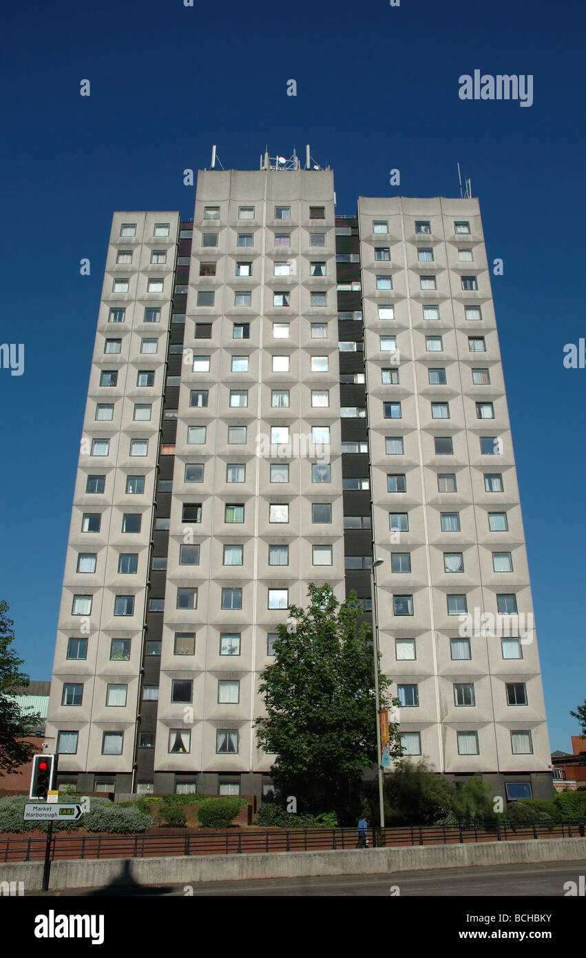 Bloque de apartamentos, Leicester, East Midlands, Inglaterra, Reino Unido. Foto de stock