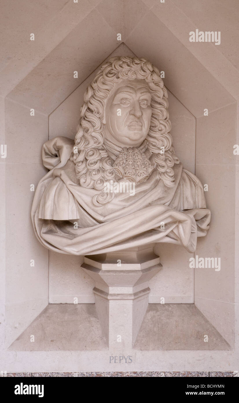 Busto de Samuel Pepys en Guildhall de Londres Galería Foto de stock