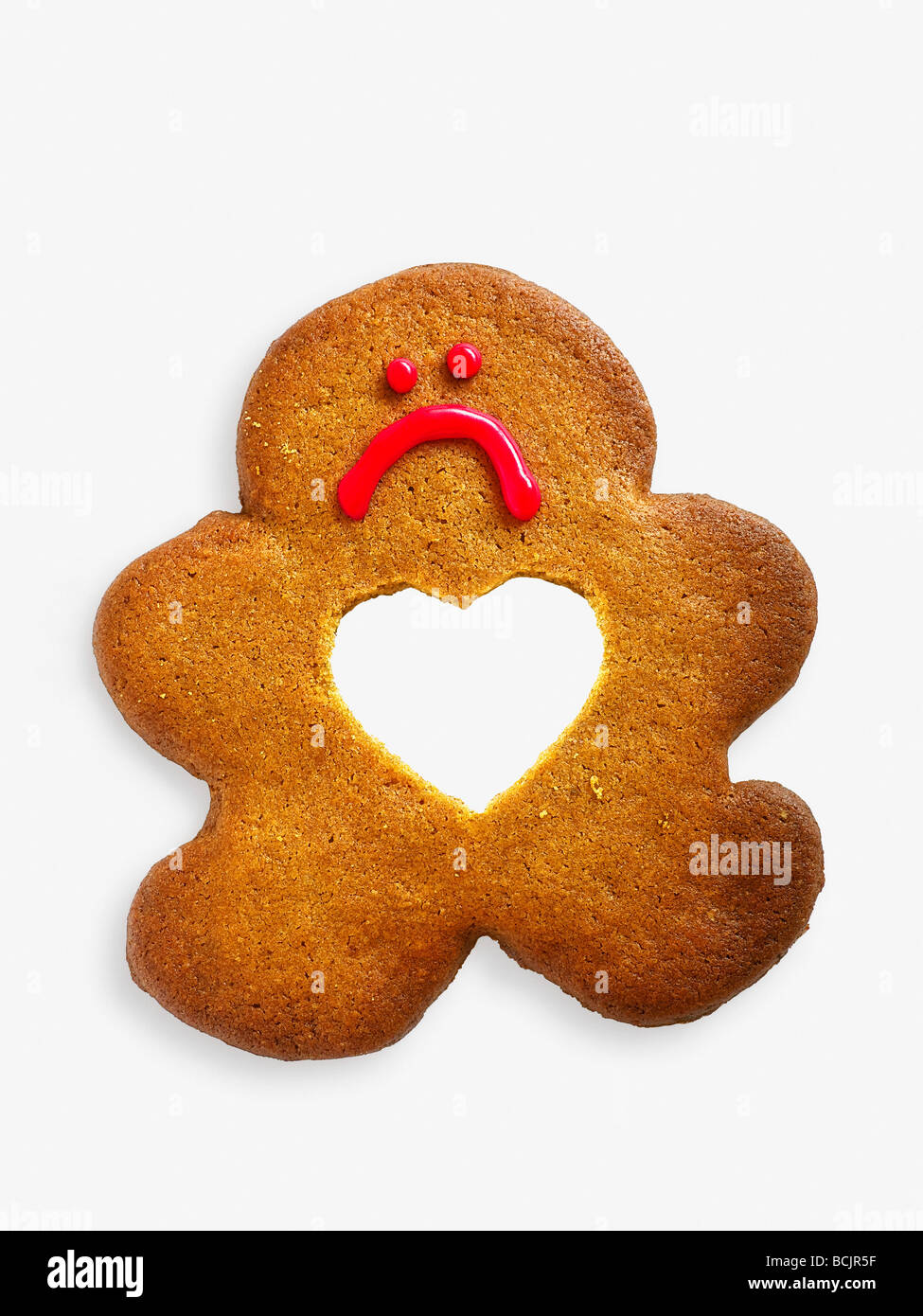 Gingerbread Man con falta de corazón Foto de stock