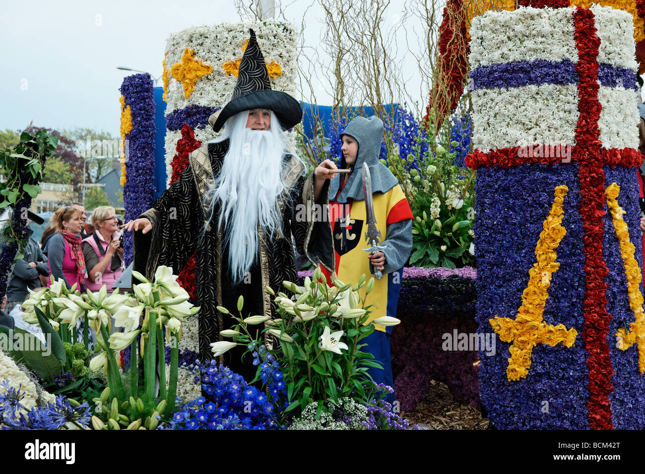 El 2009 Bloemencorso, flor en el Desfile de Bollenstreek, Holanda Meridional, Países Bajos. Foto de stock