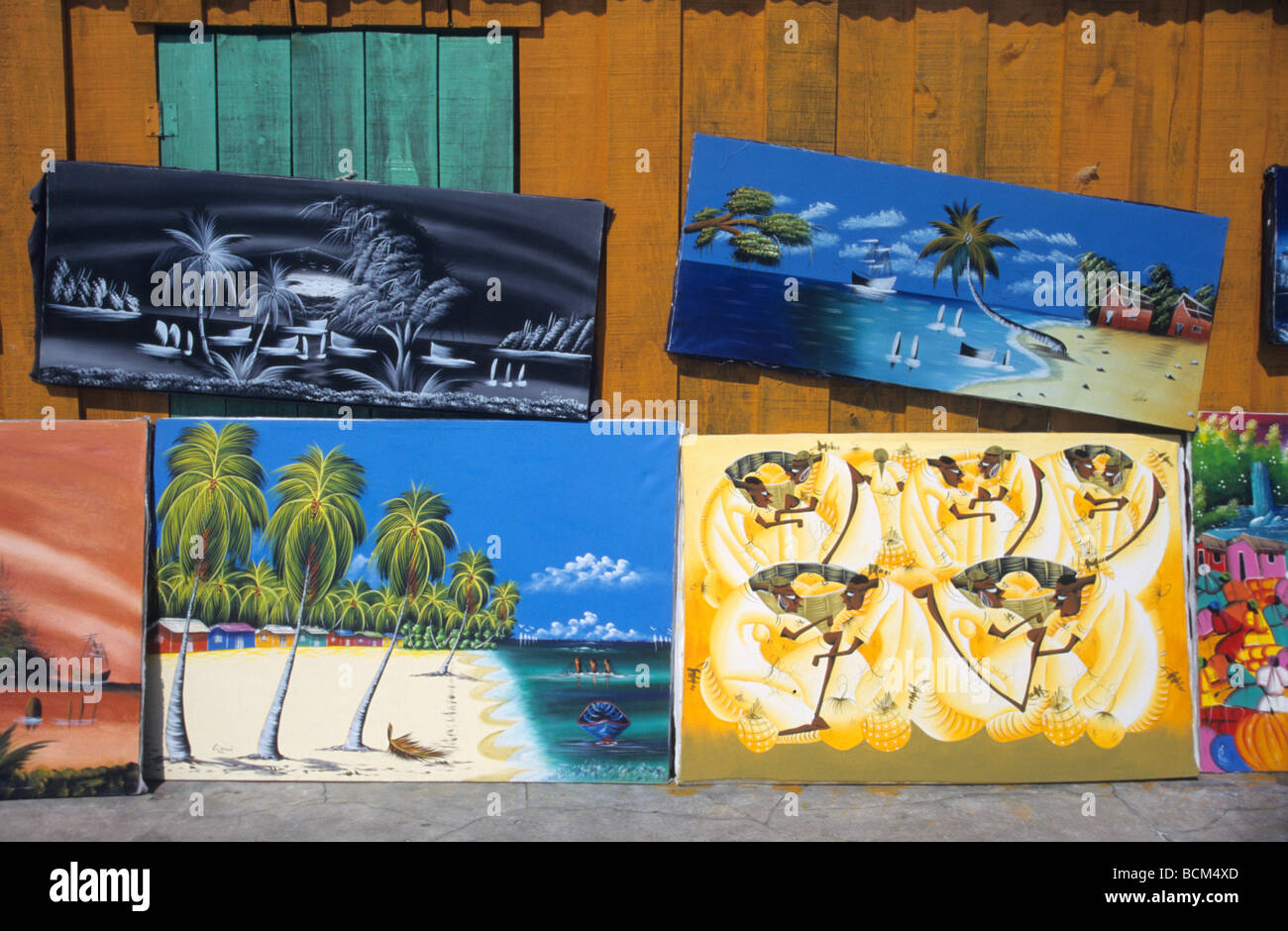 Ingenuo de pinturas en el mercado de arte local - República - Isla Saona Caribe de stock - Alamy