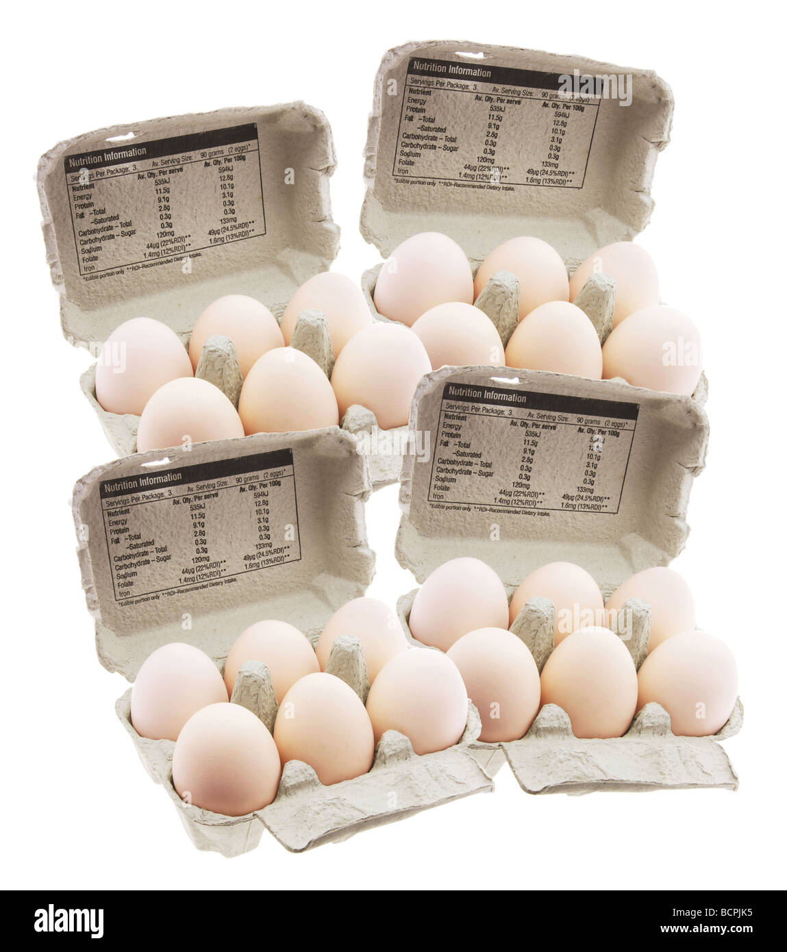 Huevos en cajas de cartón Foto de stock