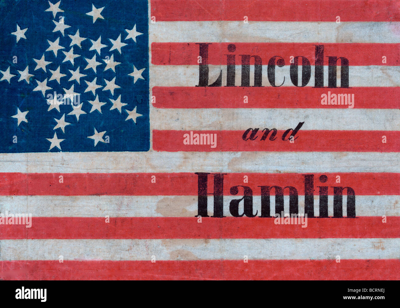 Campaña de banners para Abraham Lincoln y Hannibal Hamlin durante la carrera  presidencial americana en 1860 Fotografía de stock - Alamy