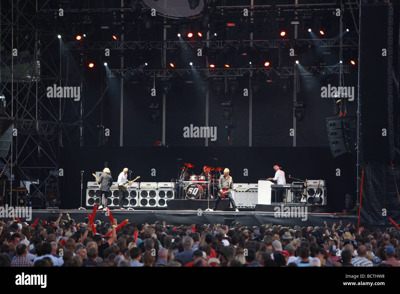 Status Quo, músicos de rock británico, Open Air Festival, Muehldorf am Inn, Baviera, Alemania Foto de stock