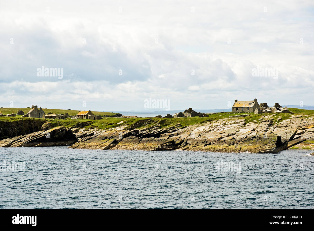 Solución Nethertown ruinas en la isla de estroma formando parte de las islas Orcadas en Escocia Foto de stock