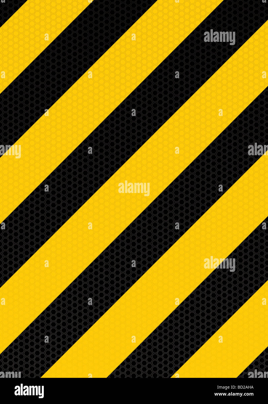 Franja diagonal de color amarillo y negro con fondo de advertencia patrón  hexagonal Fotografía de stock - Alamy