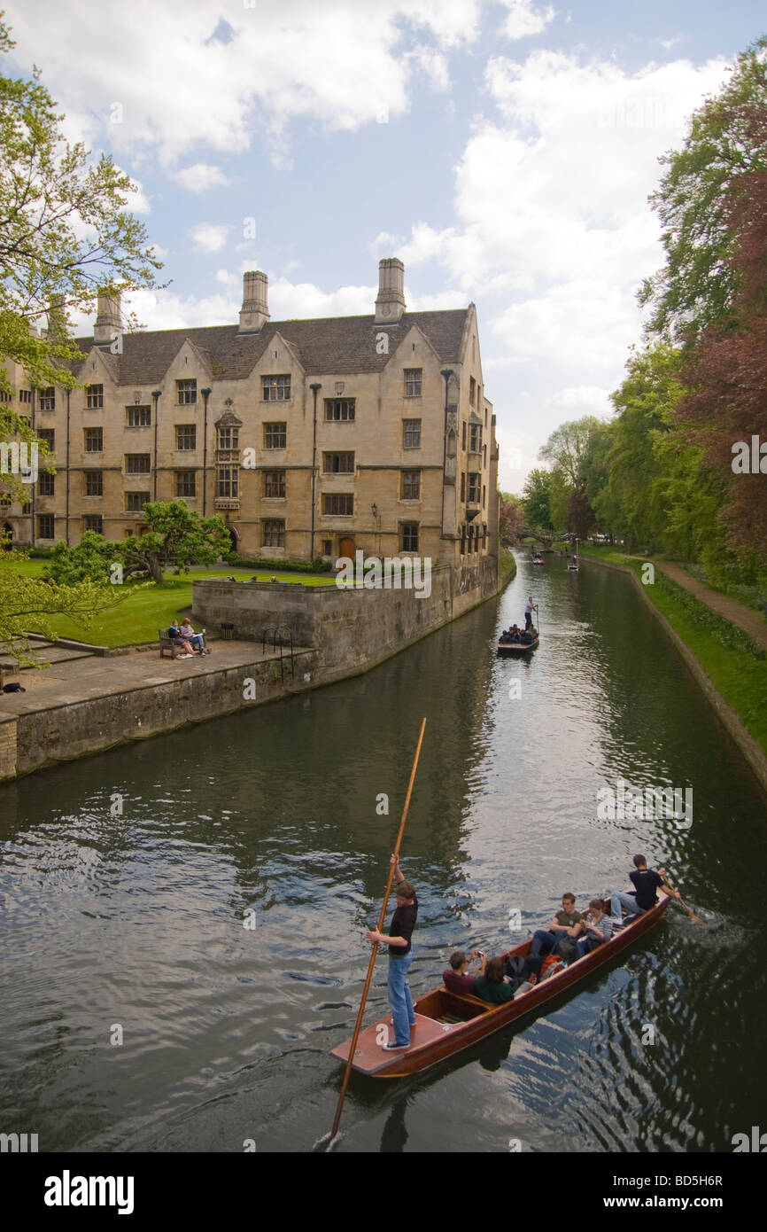 Río Cam remar Cambridge University Foto de stock