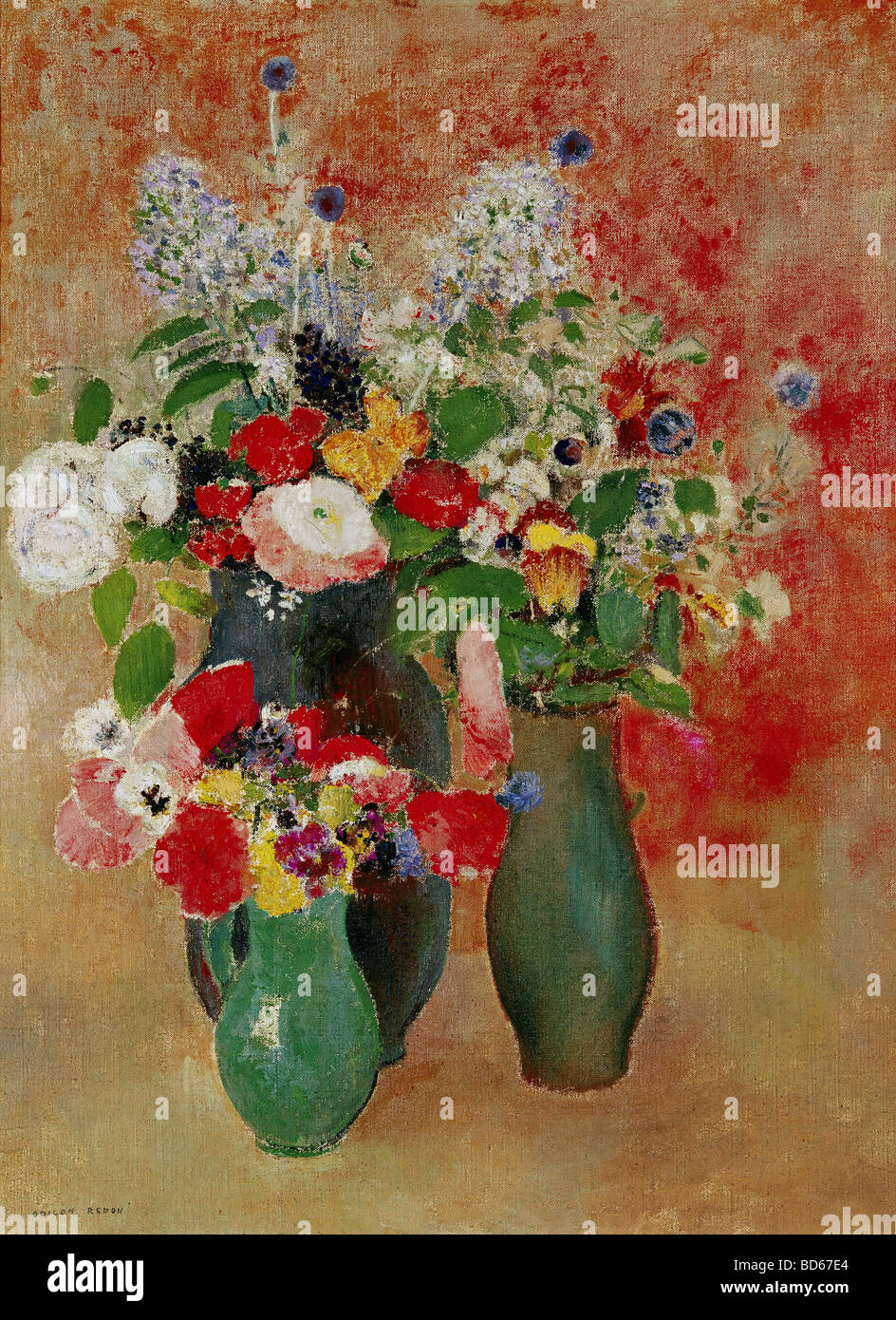 Bellas artes, Redon, Odilon, (22.4.1840 - 6.7.1916), pintura, 'flores bodegón', Von der Heydt-Museum de Wuppertal, Alemania, b Foto de stock