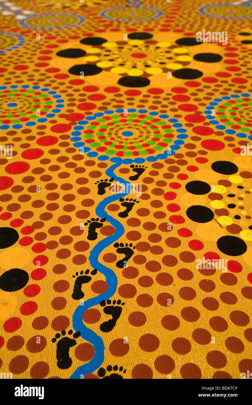 Auténticas obras de arte aborigen de Australia Foto de stock