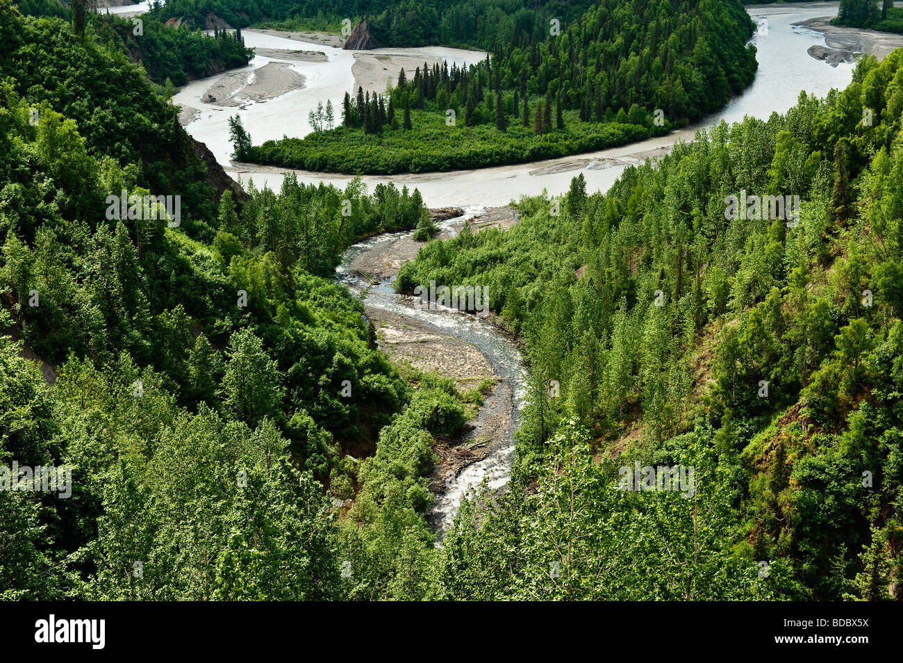 Río trenzadas, Alaska, EE.UU. Foto de stock