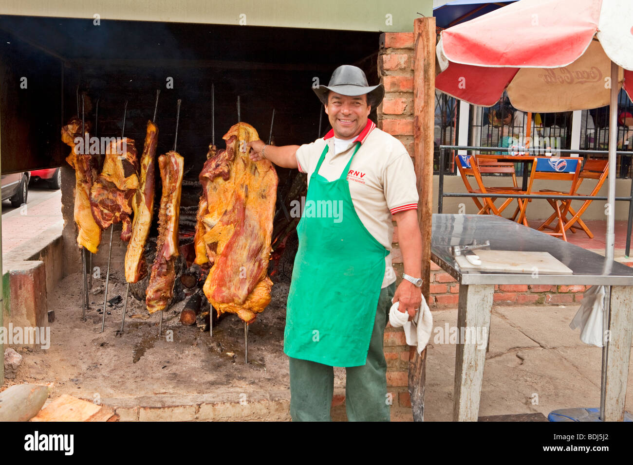 Carne azadas, restaurante colombiano, cerca de Bogotá, Colombia Foto de stock