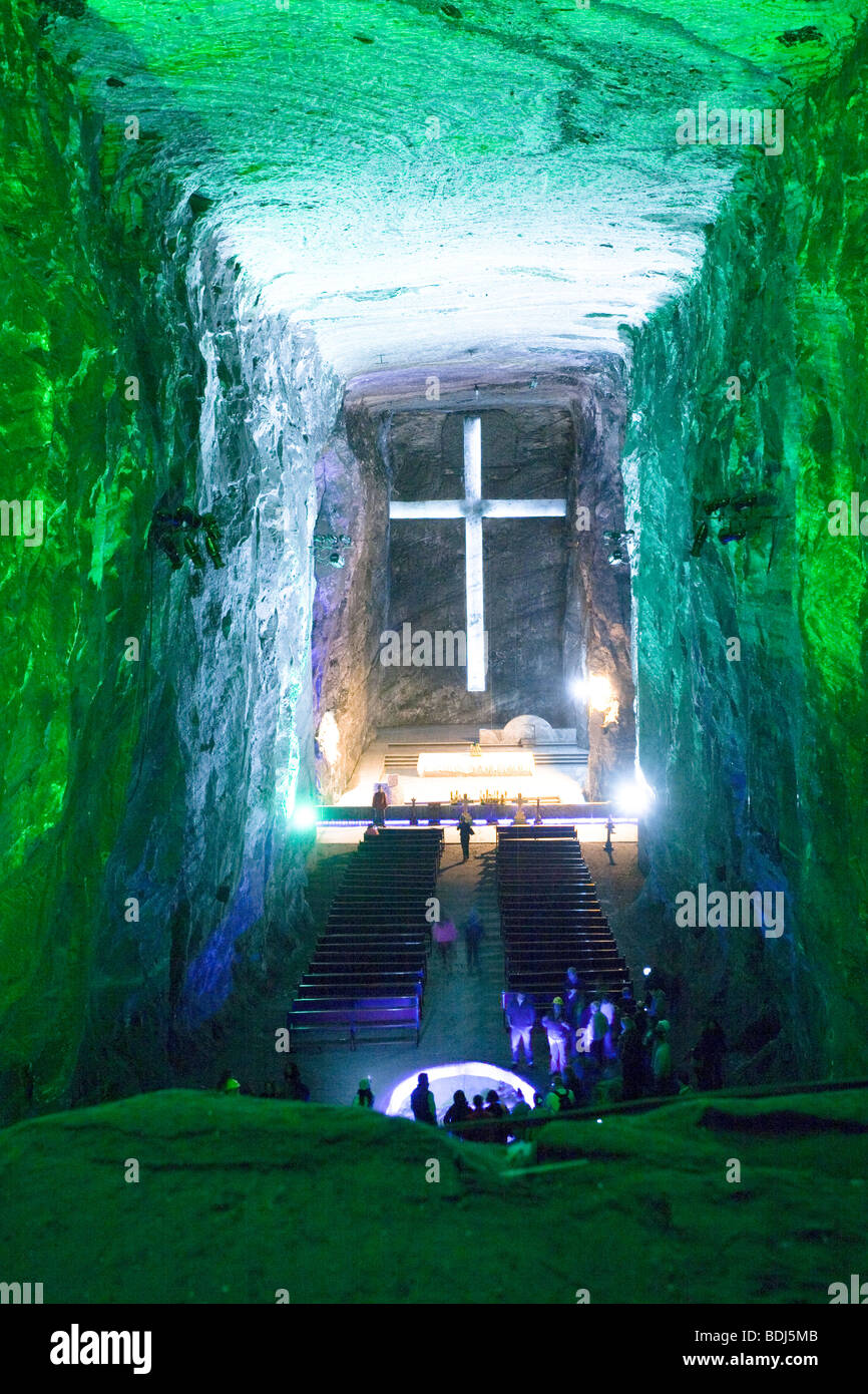 Nave, Catedral de Sal, Zipaquirá, Bogotá, Colombia Foto de stock