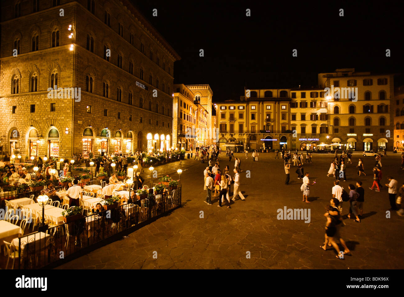 Por la noche la Piazza della Signoria, Florencia, Italia. Foto de stock