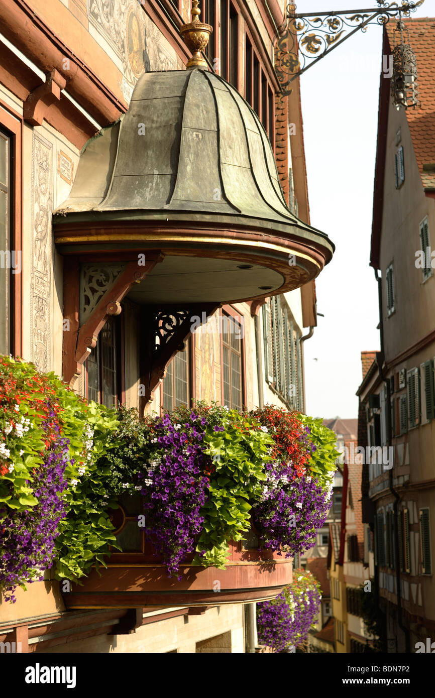 La fachada del edificio histórico del ayuntamiento, Tubinga, Baden-Wurtemberg, Alemania, Europa Foto de stock