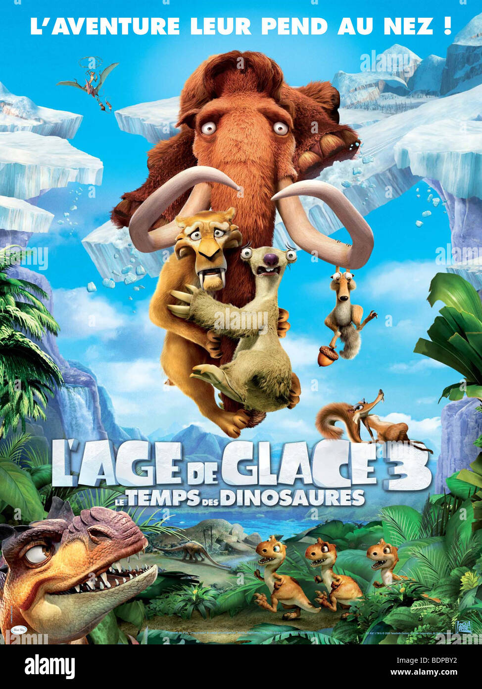 Ice Age 3: el origen de los dinosaurios Année : 2009 Director : Carlos Saldanha carteles de cine de animación (Fr) Foto de stock