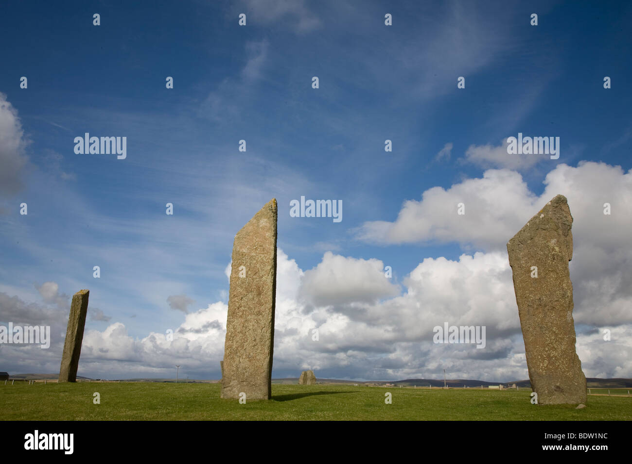 Piedras de stenness, el neolítico, corazón de Orkney, continental, las islas Orkney, Escocia Foto de stock