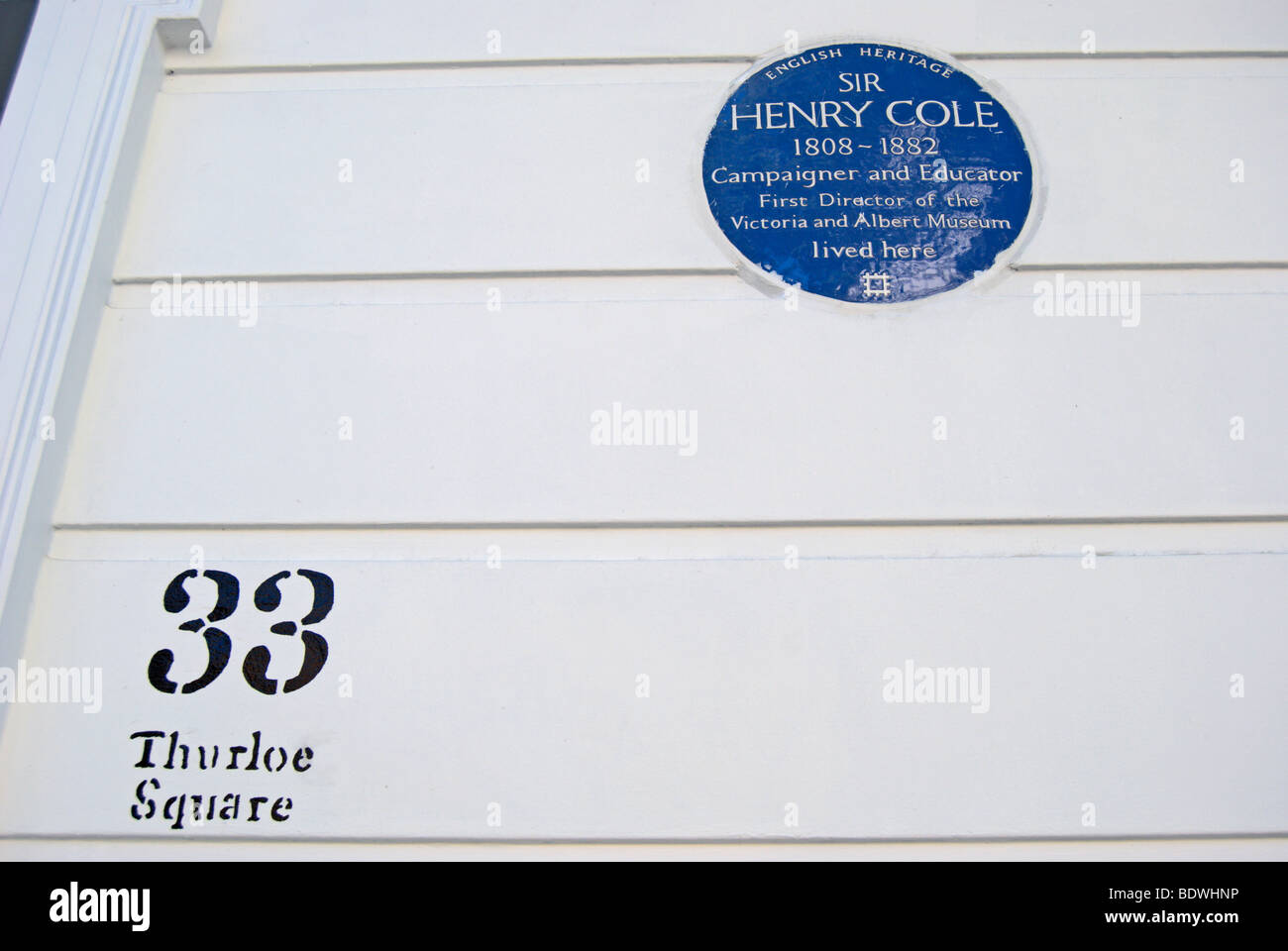 English Heritage placa azul marcado de un antiguo hogar de sir Henry Cole, primer director del Museo de Victoria y Alberto Foto de stock