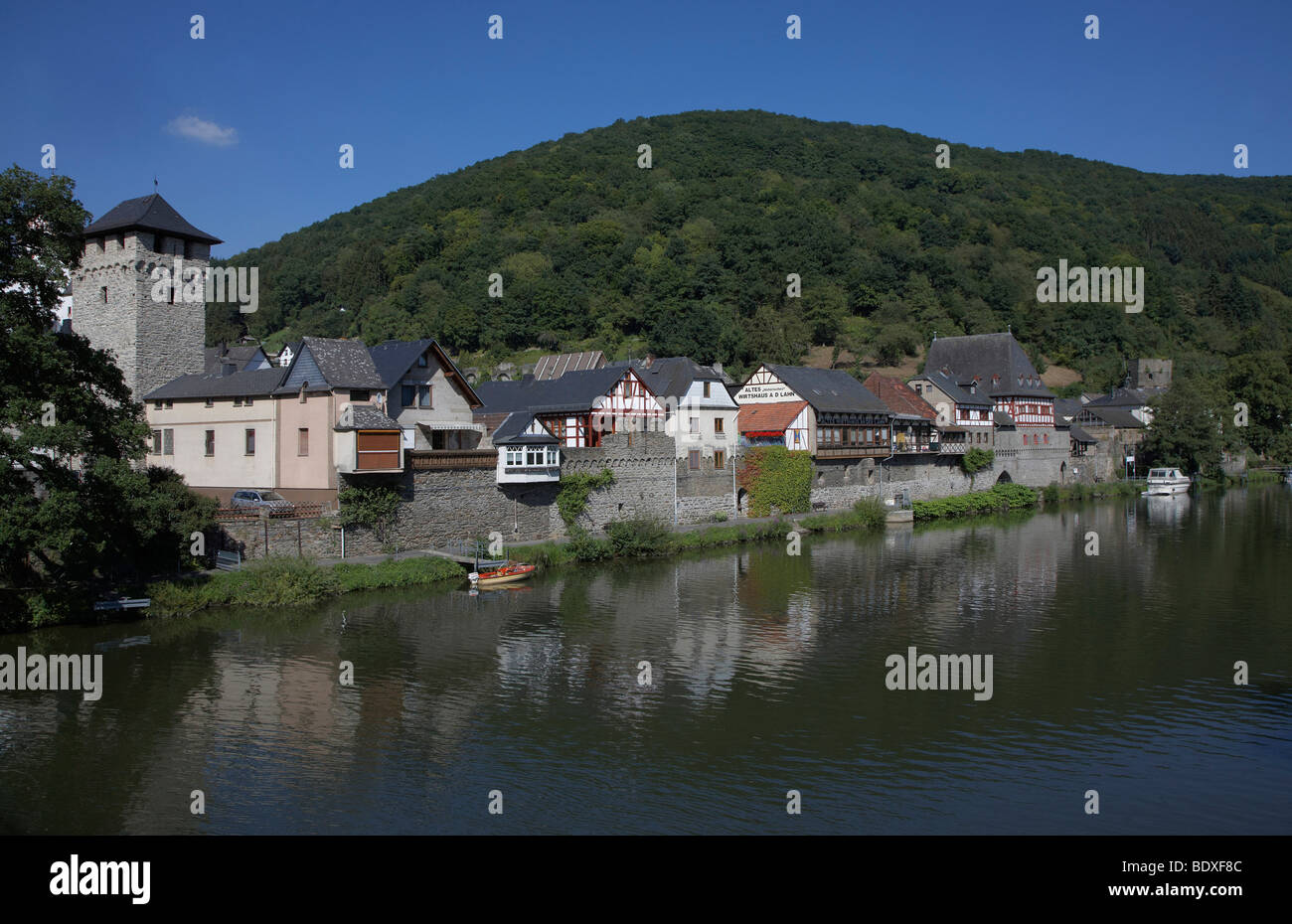 Dausenau sobre el río Lahn, Renania-Palatinado, Alemania, Europa Foto de stock