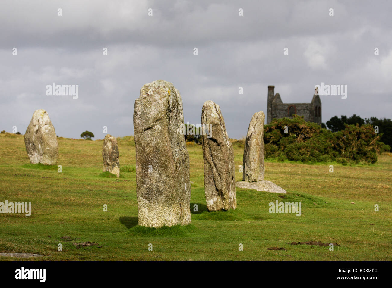 El Hurlers Stone Circle, secuaces, Cornwall, Inglaterra Foto de stock