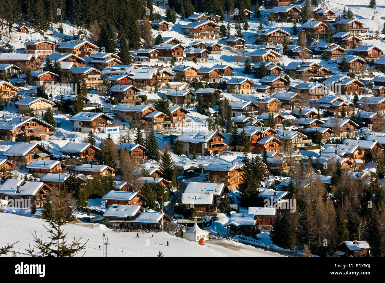 Verbier, Valais, cuatro valles, región de los Alpes Berneses, Suiza Foto de stock