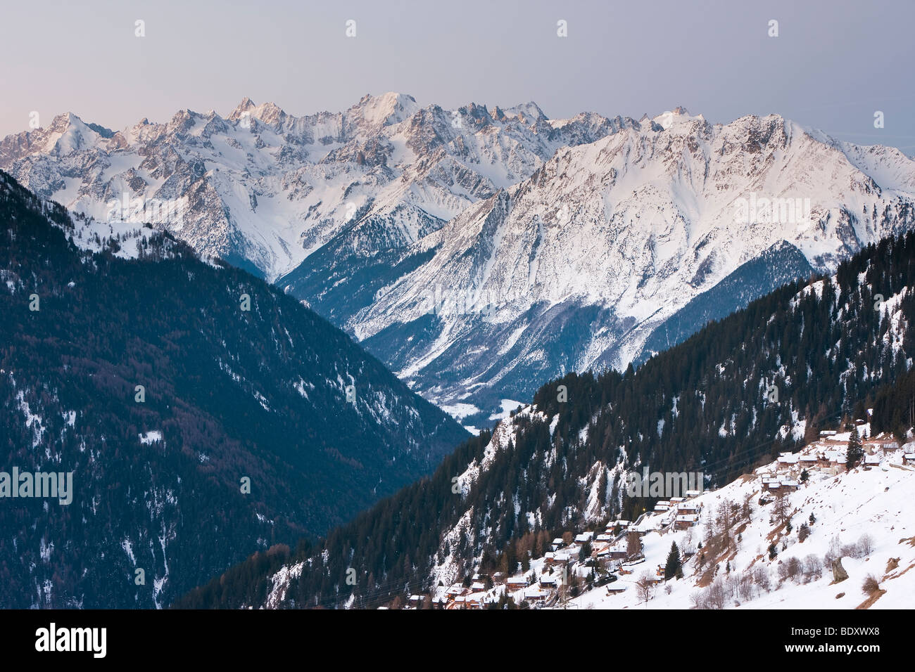 Verbier, Valais, cuatro valles, región de los Alpes Berneses, Suiza Foto de stock