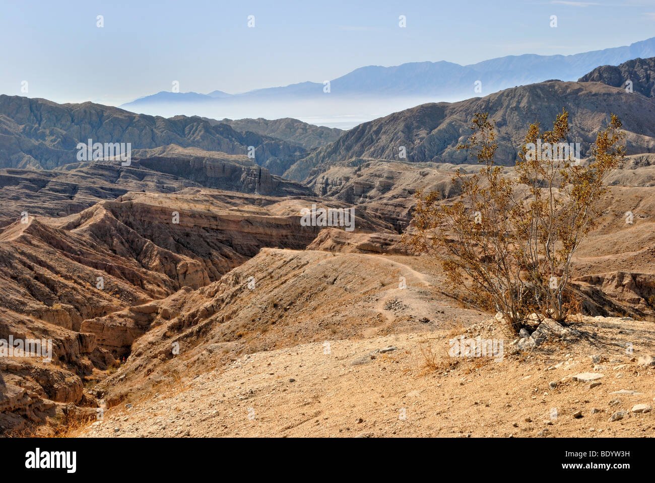 El senderismo en las colinas de La Meca, Indio, en el sur de California, California, EE.UU. Foto de stock