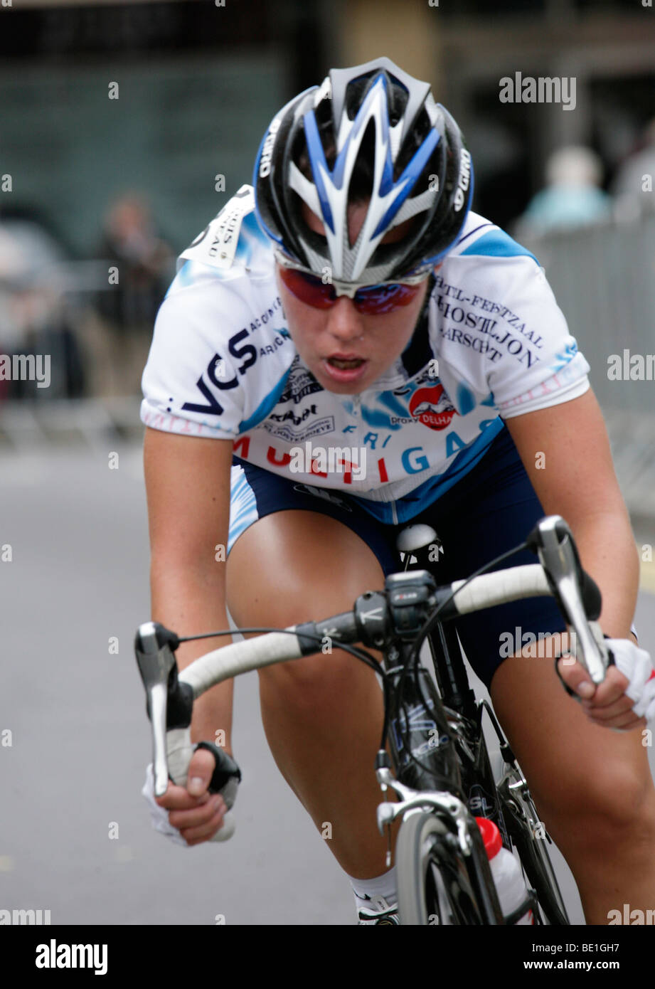 Mujer competidor carreras ciclistas Warwick 2009 Foto de stock