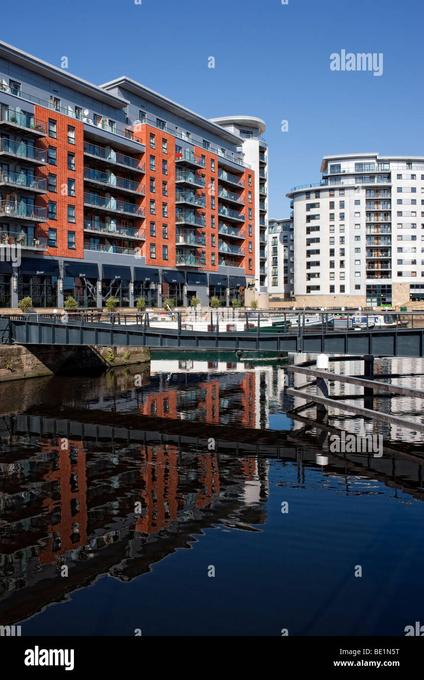 Clarence Dock en el centro de la ciudad de Leeds, Foto de stock