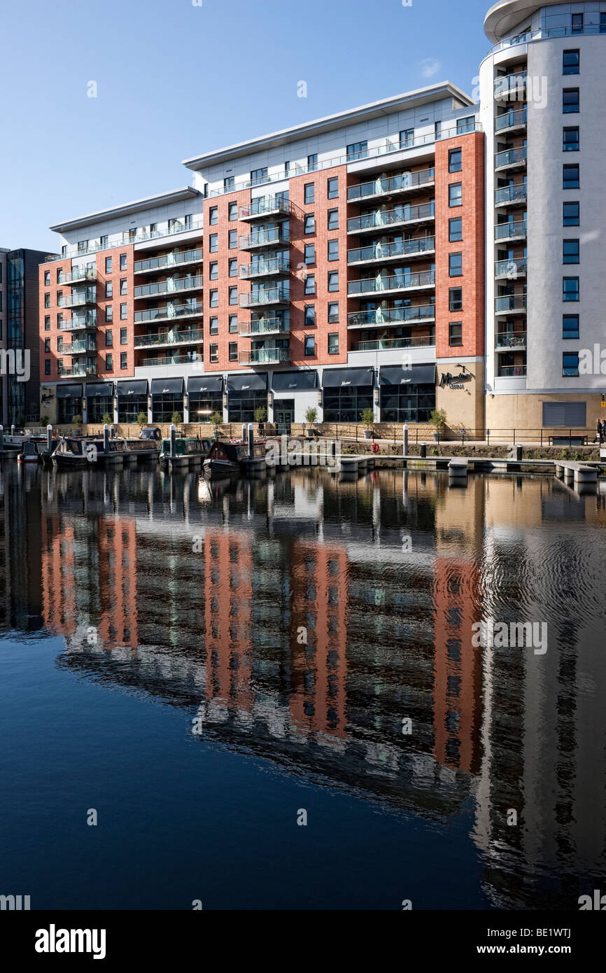 Clarence Dock en el centro de la ciudad de Leeds, Foto de stock
