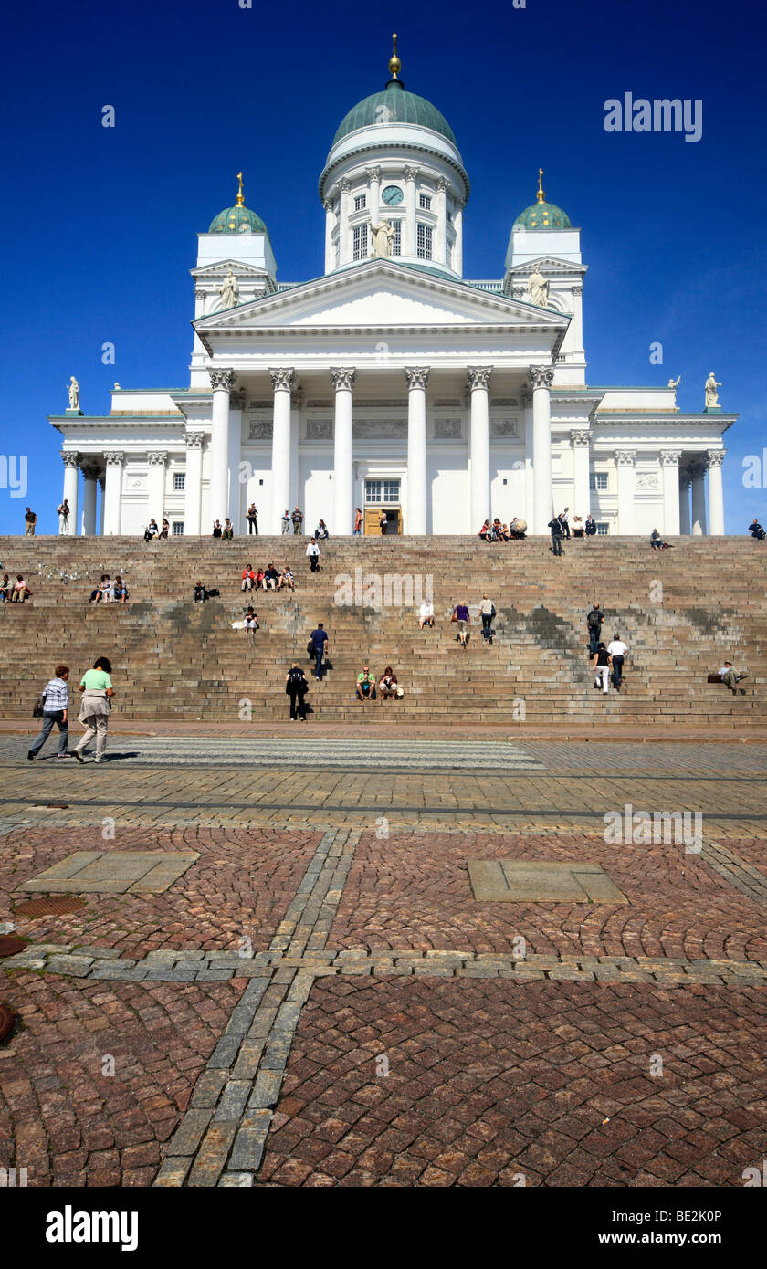 La catedral y la Plaza del Senado, Helsinki, Finlandia, Europa Foto de stock