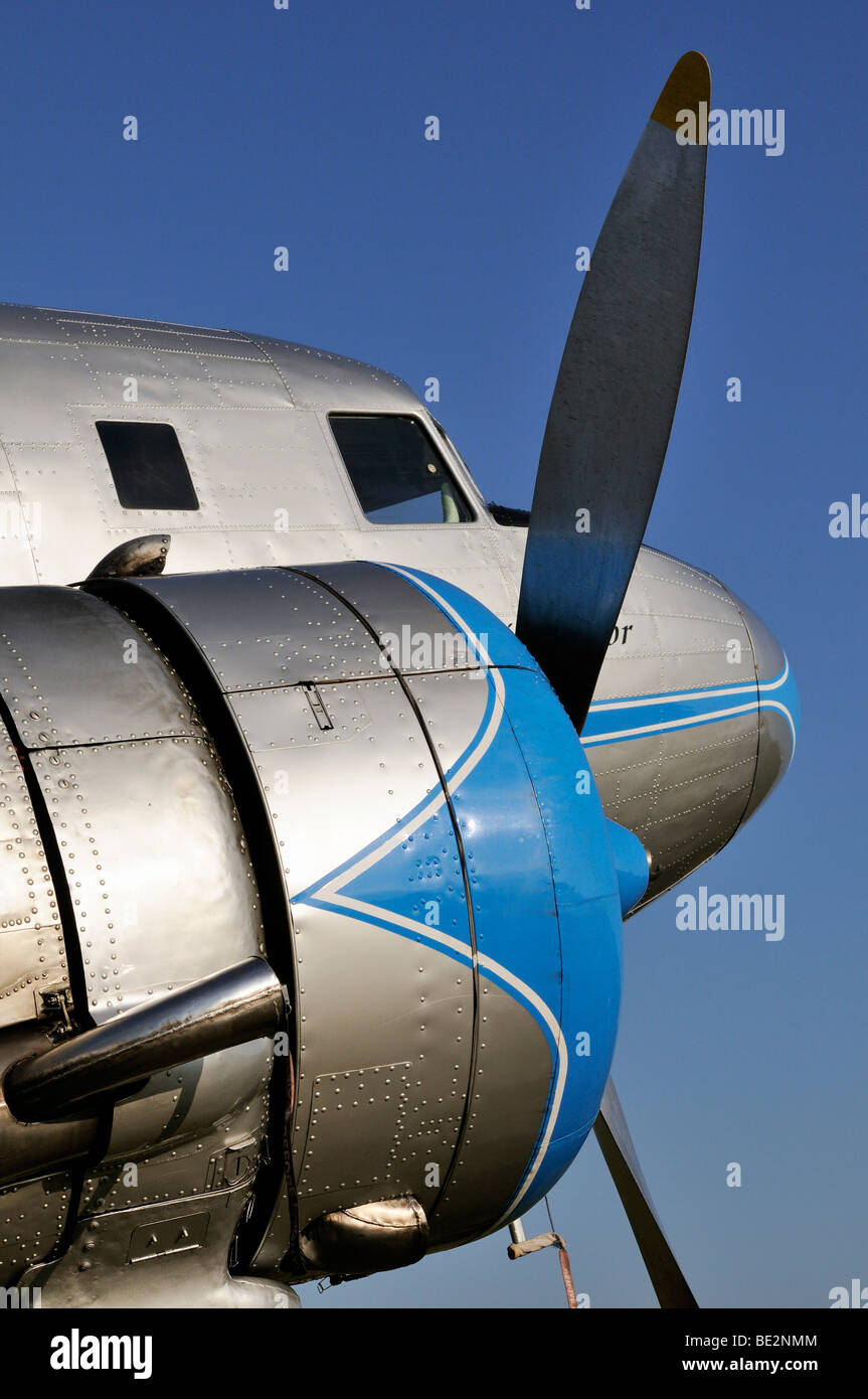 Detalles de un avión de pasajeros ruso Lisunov Li-2, una versión con licencia del Douglas DC-3, Alemania, Europa Foto de stock