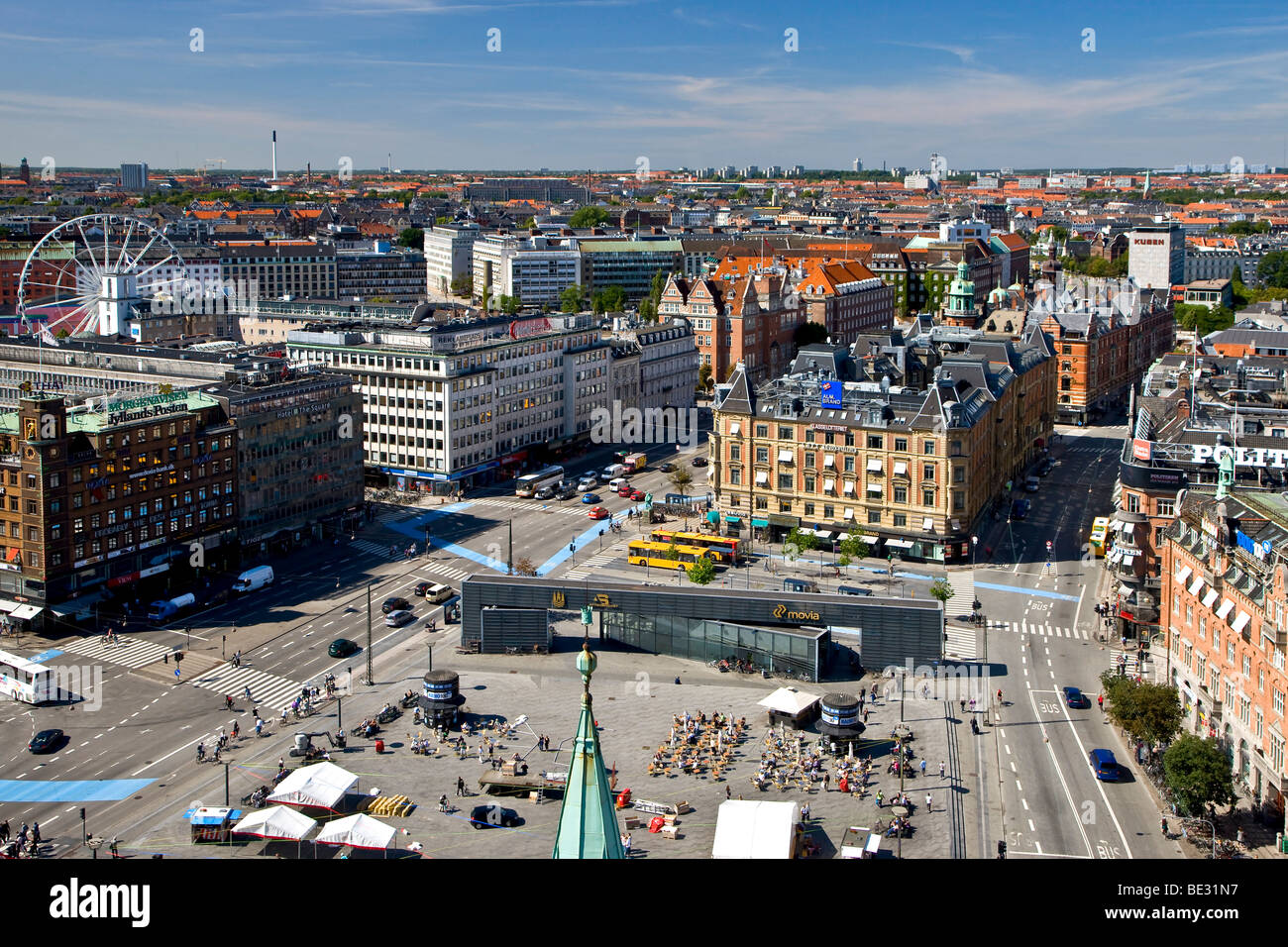 Vista de Copenhague, desde la torre del ayuntamiento de la ciudad de Copenhague, Dinamarca, Europa Foto de stock